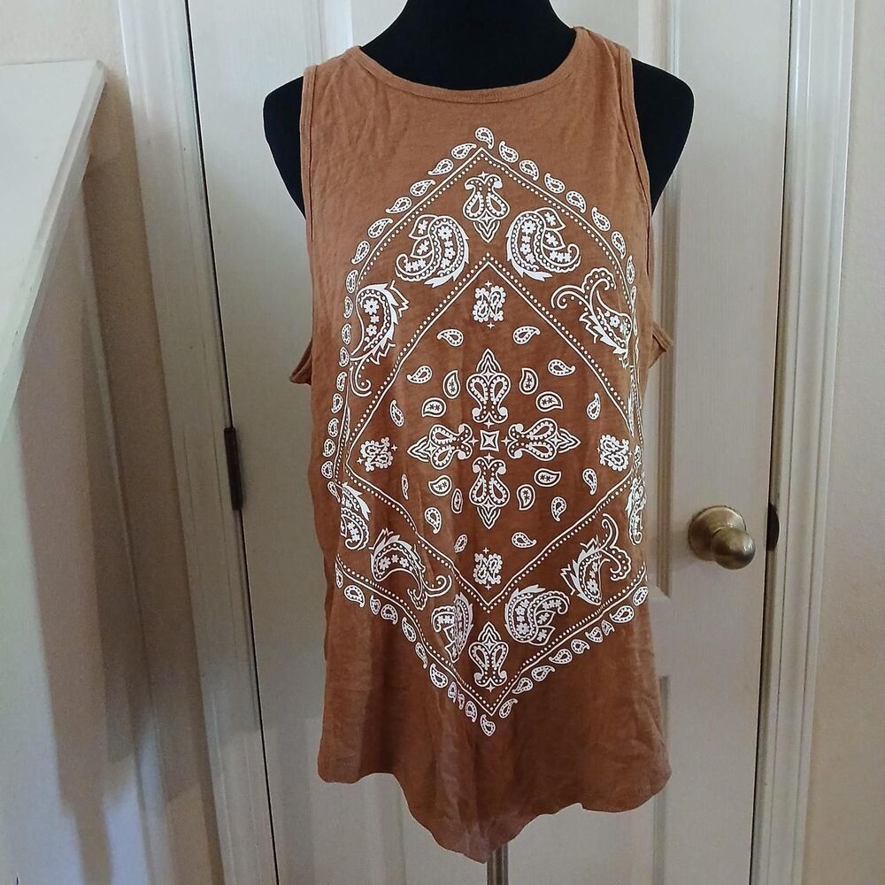 Wrangler Retro Paisley Bandana Print Handkerchief Tank Top XL Boho Western Indie